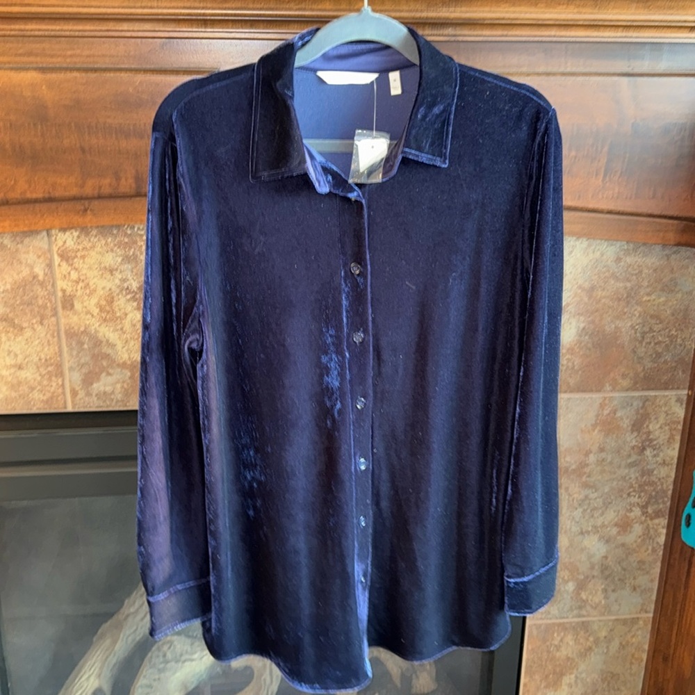Soft Surroundings Velvet Button Down Shirt